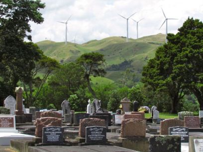 Graveyard and windmills
